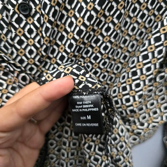 Pleione Women's Geometric Half Button Long Sleeve Pullover Tunic size Medium - Picture 7 of 9